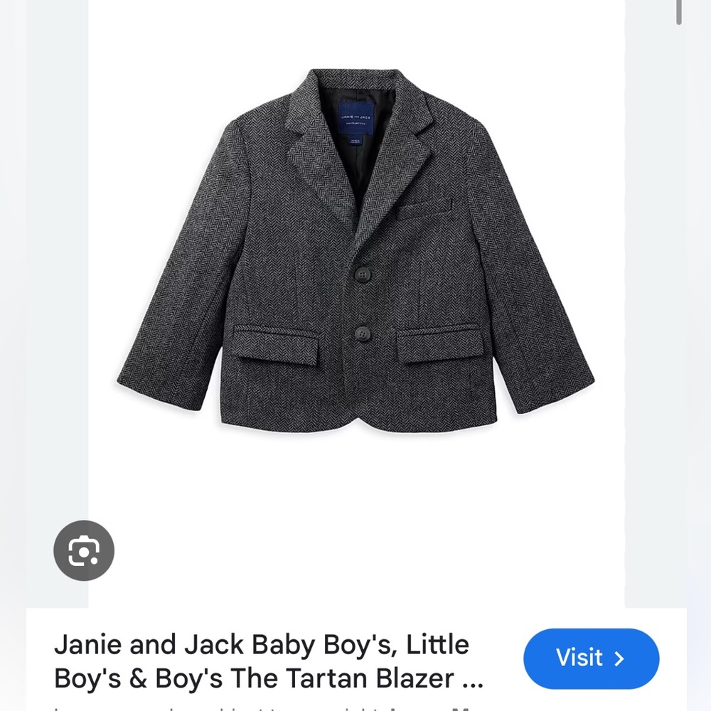 Janie and Jack Charcoal Tartan Blazer Like new 6-12M